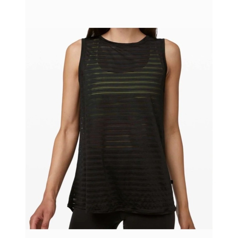 Lululemon Women's Meet Halfway Tank, Sleeveless, Striped Black, Size 6